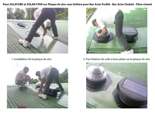 Installation d'un conduit de lumière sur une toiture en bac acier